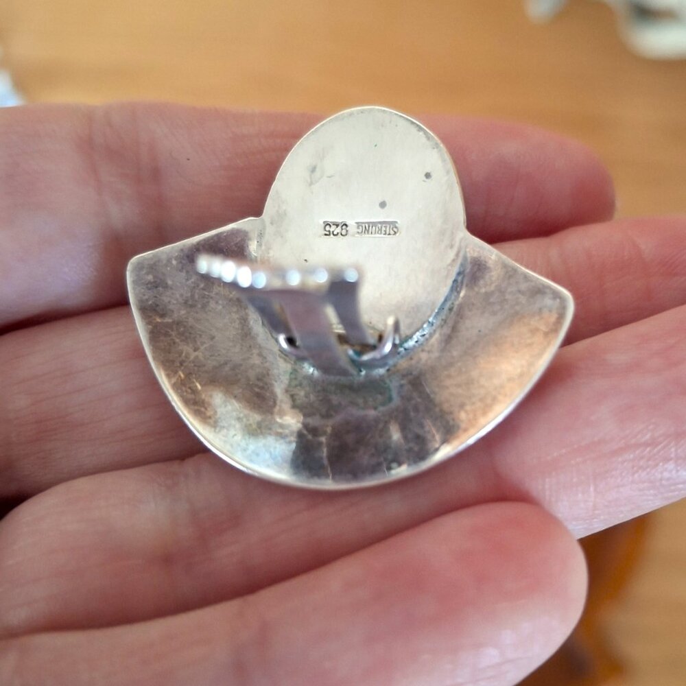 Vintage Sterling Southwestern Lapis Lazuli Earrings - Picture 3 of 4